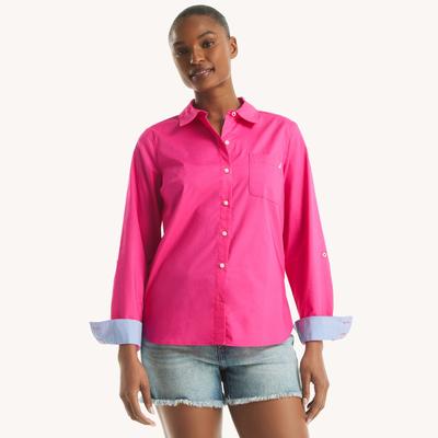 Nautica Women's Button-Up Shirt Hot Pink, S