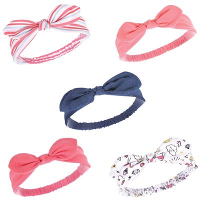 Hudson Baby Infant Girl Headbands 5pk, Doodle, 0-24 Months - Doodle