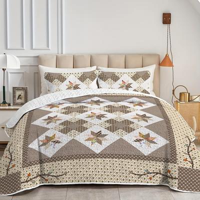 TEMU Stylish Spring Bed Cover Set (1pc Bed Cover +1/2 Pillowcase, No Fill) Soft, Lightweight, Breathable Cover Set, Ideal For Bedrooms, Dormitories And Guest Rooms, Suitable For Double/full Size/big/ Image