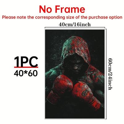 TEMU -inspired Boxing Canvas Art Poster - Vibrant Red & Green, Living Room, Bedroom, Or Office Decor Image