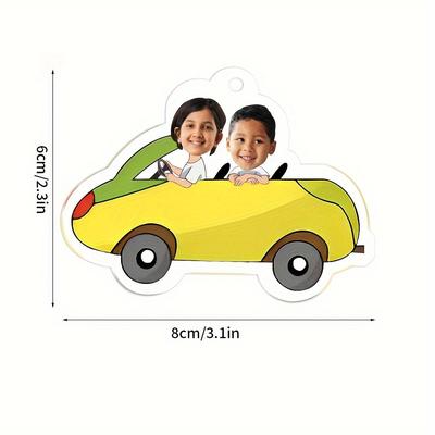 TEMU 1pc Personalized Acrylic Car Hanger Kit, Customizable Family Multi-person Vehicle Pendant, Gift, Customized Design, Cute And Fun Holiday Present Image
