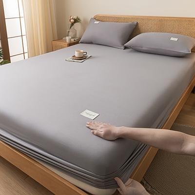 TEMU 1pc Brushed Microfiber Fitted Sheet - Soft, Durable Mattress Protector For Bedroom , No Pillowcase Included, Machine Washable, White, Bedroom Essentials | | Easycare Fabric Image