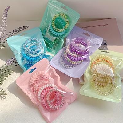 TEMU 30-pack Colorful Spiral Hair Ties Set, Candy Color Phone Cord Hair Elastics For Women, Ponytail Holders, Synthetic Rubber Ponytail Holders For Women, , Elegant Hair Accessories 15+ Image