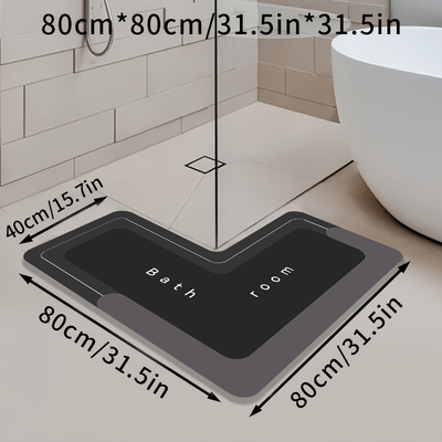 TEMU 1pc Of Minimalist L-shaped Bathroom Non-slip Mat, Made Of Mud Material, Weighing 1000g Per , Machine Washable, Modern Home Decor And Bathroom Carpets. Image