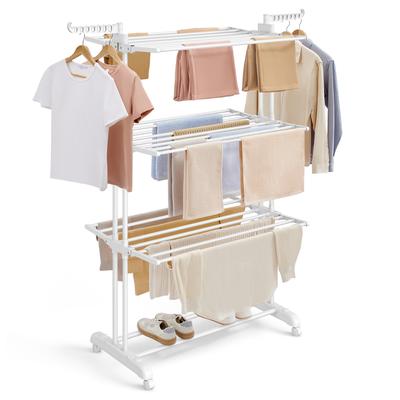 TEMU Clothes Rack, 4-tier Clothes Dryer, Winged Clothes Rack, Foldable Wings, With Wheels, 63.5 X 128 X 173cm, Large, Easy To Assemble, For Indoor And Outdoor Use, Drying Racks Image