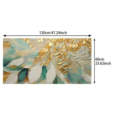 TEMU 1pc Abstract Wall Art, 23.62x47.24in (60x120cm) Canvas Print, Modern Golden Texture Watercolor Poster, Decor For Living Room, Bedroom, Office Image
