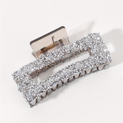 TEMU 1pc Sparkling Hair Claw Clip - Large Rhinestone Hair Clip For Women & Teens 14+, Durable Plastic Hair Accessories For Bun Updos, Parties, Weddings, Everyday Use Image