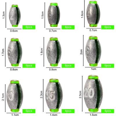 TEMU 50pcs Fishing Sinkers - 9 Sizes 2g, 3g, 4g, 5g, 6g, 8g, 10g, 15g, 20g Lead Weights With Portable Box For And Organization Image
