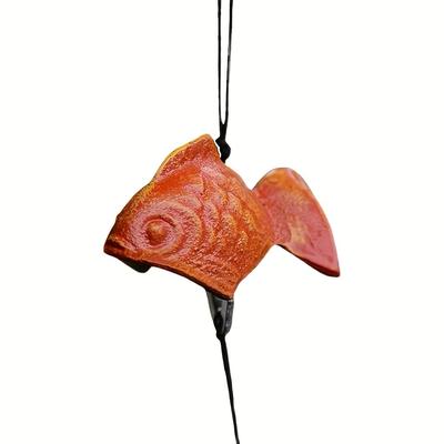 TEMU Cast Iron Japanese Koi Fish Wind Chime, Small, Outdoor, Use Without Electricity, Without Battery, For Garden, Lawn, Patio, Shui Temple Bell Decor Image
