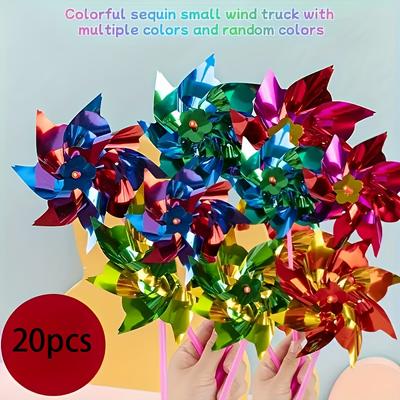 TEMU 10/20pcs Mini Windmill Set - Colorful, Waterproof & Sun-resistant, Garden Decorations & Party Favors (diy ) Image
