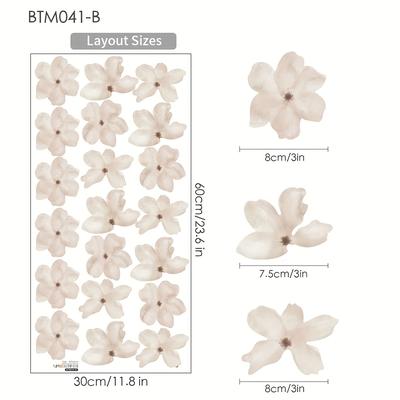 TEMU Self-adhesive Cherry Blossoms Wall Stickers - Pvc Floral Decals For Girls & Bedroom, Retro Flower Wall Art, Nursery Decor, -and-stick Home Decoration, Cherry Themed Items Image