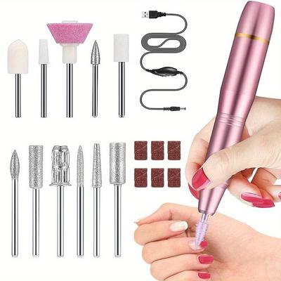 TEMU Electric Nail File Drill Portable Manicure Pedicure Machine Kit Set Image