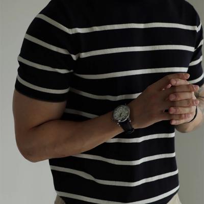 TEMU Striped Knit Short-sleeve T-shirt For Summer Image
