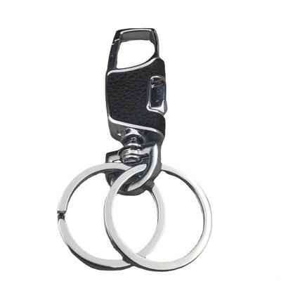 TEMU Heavy-duty Stainless Holder With Textured Grip, 2 Extra Key Rings & Carabiner Clip - Sleek For , Car Keys & Everyday Use, Car Key Organizer | Sleek Accessory | Alloy Material, Car Keychain Image