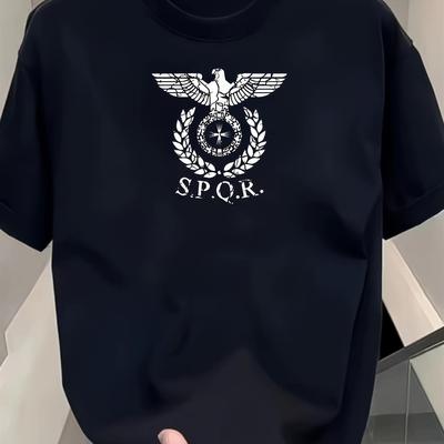 TEMU Eagle Standard Emblem Of The Roman Empire T-shirt, 100% Cotton, Holiday Gift, Top, Men, Women, Dad, Family, Mom, Friend Eagle T-shirt, 180g, Round Neck Black, Size S-xxxl Image