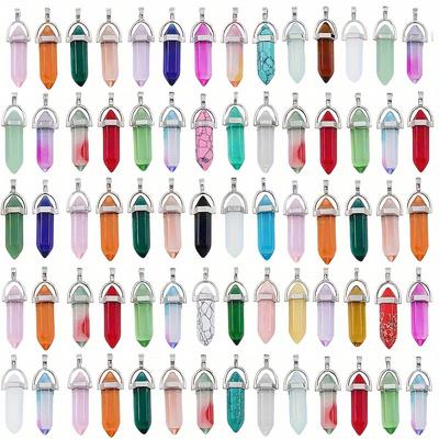 TEMU 100pcs Hexagonal Chakras Crystal Pendant Diy Pendant Gem Acuturris Beads For Necklace Earrings Bangle Jewelry Making Image