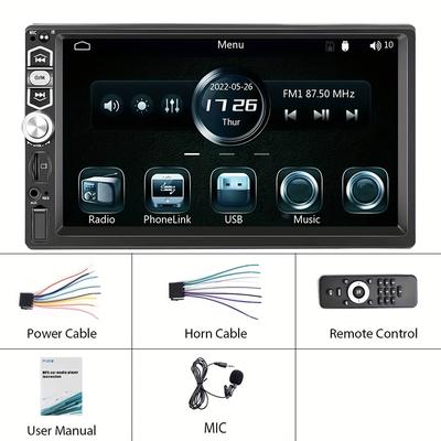 TEMU Podofo 1din Carplay Car Radio For Car With 7 Inch Screen, Touch Display With Wireless Usb Aux Fm Radio Support Steering Wheel Control Support Reversing Camera, Video Amplifiers Image