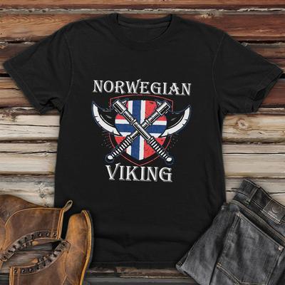 "TEMU Men's Plus Size Norway Graphic T-shirt - Casual Short Sleeve Summer Tee With "norway " Print, Black Polyester Blend, , Plus Size" Image