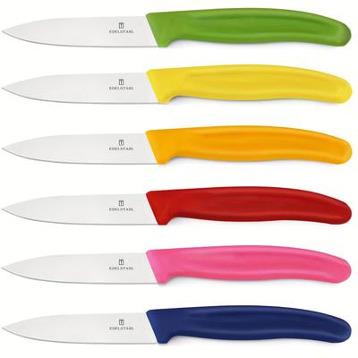 TEMU Classic Paring Knife 6pcs Set, Fruit Knife, Vegetable Knife, Blade, Stainless Steel Blade, Strong Pp Plastic Handle, &black Image