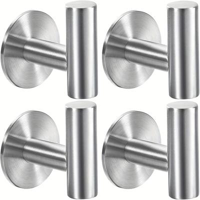 TEMU 1/2/4pcs Modern Metal Towel Hooks, Stainless Steel, Wall Mounted, Self-adhesive, Wall Mounted Installation, , Suitable For Bathroom, Kitchen, Garage, Home Image