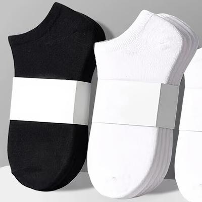 TEMU 5pcs/10pcs Summer Breathable Ankle Socks, Black, White, And Gray Solid Color Boat Socks For Men And Women, Thin Short Socks Image