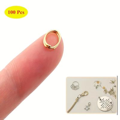 TEMU 50pcs/100pcs Small Key Rings Stainless Steel Split Rings Mini Functions On Connectors For Or Jewelry Making And Keychain Rings Image