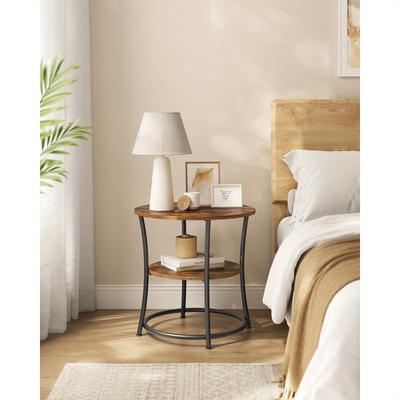 TEMU Vasagle Side Table, End Table With 2 Shelves, Small Round Table For Living Room, Bedroom, Easy Assembly, , Industrial Image