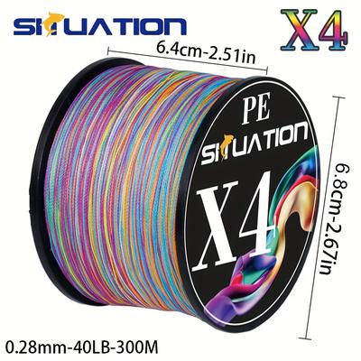 TEMU Siiuation 1pc Super Strong Colorful Fishing Line, Four-strand Braided, Sea Fishing Line, Rock Fishing Line, Platform Fishing Line, For Smooth Long Casting, Load-bearing 12-100lb Image