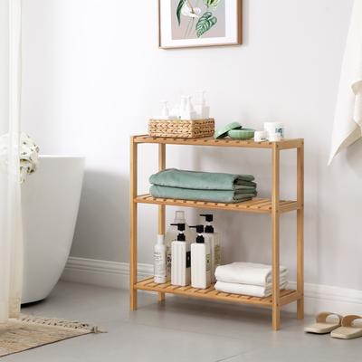 TEMU Songmics Bamboo Storage Shelf 3-tier Shelving Unit Multifunctional In The hallway Bathroom Living Room Balcony Kitchen 26 X 60 X 66cm Image