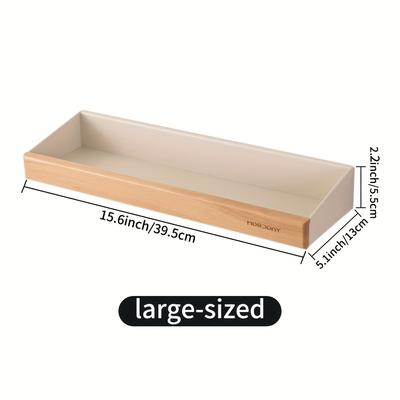 TEMU Wooden Storage Rack Hanging Wall Perforation-free Non-trace Waterproof Shelf Household Kitchen Bathroom Image