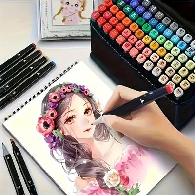 TEMU Pen Set With 120/168 Colors Features A Rich Palette And A Dual-tip Design, Making It Suitable For Painting And Design Image