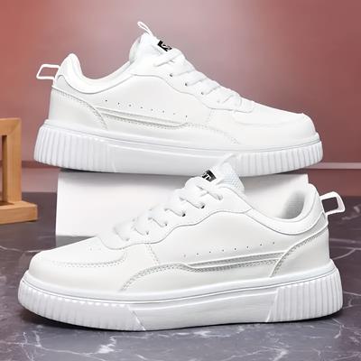 TEMU Men's Casual White Sneakers - Comfortable Lace-up With Stylish Design, & Outdoor Activities, Footwear, Casual Footwear | Stylish Casual Shoes | Durable Footwear Image