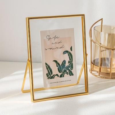 TEMU A Golden Tabletop Frame With A Metal Border, Clear Glass, - - Decorating Living Rooms And Bedrooms - An Ideal Gift For . Image