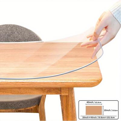 TEMU .5mm Clear Table Protector Pad - , Pvc, Easy To Trim, Rectangular Transparent Desk Cover For Dining & Protection, Desk Mat Image