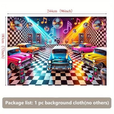 TEMU 2d Backdrop Banner 1pc, Car Party Ballroom Polyester Fabric Wall Covering, Background Cloth For Living Room, Bedroom, Office, And Outdoor Decor, Ideal For Parties And Holiday Gifts, 8x6ft Image