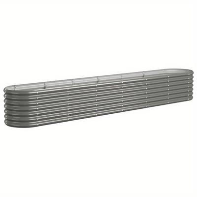 TEMU Grey Powder-coated Steel Raised Garden Bed, Size 260x40x36 Cm, Of Quality, Elevates Of The Outdoor Gardener. Image