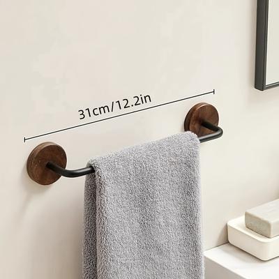 TEMU 1pc Art Deco Black Wood Towel Rack, Wall-mounted Single Rod Bathroom Towel Bar, No-drill Storage Shelf, Quick Drying Ventilation Design, Towel Holder For Bathroom, Towel Racks Image