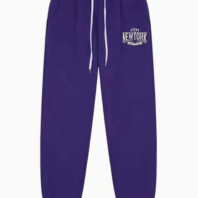 TEMU Plus Size Men' Pants, Polyester Knit Fabric, Regular Fit, Solid Color With Geometric Pattern, Stretch, With Pockets, For Sports Basics Image