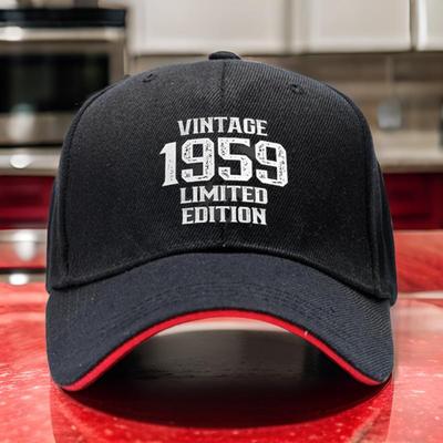 TEMU 1pc Vintage 1959 Edition Adjustable Snapback Hip Hop Cap - 100% Polyester Woven Peaked Hat For Street Style & Outdoor Activities, Unisex Fit, Multiple Colors Image