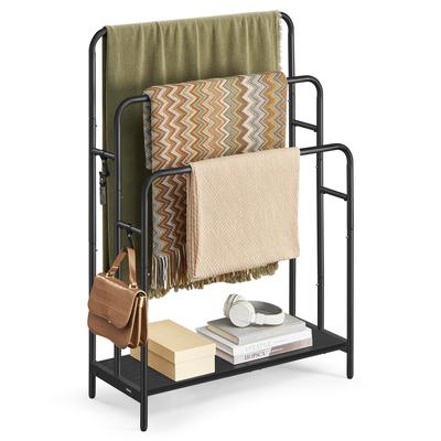 TEMU Vasagle Towel Stand With 3 Bars, Measuring 70 X 30 X 100 Cm, Includes 2 Hooks And A Shelf For Blankets And Bath Towels, Towel Racks Image