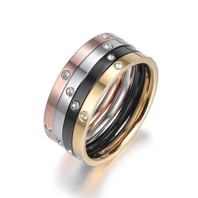 TEMU 4pcs/set Women's Fashionable And Elegant 18k-golden Plated 304l Stainless Steel Inlaid With Rhinestones For Daily Gift Image