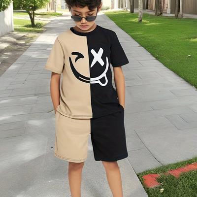 "TEMU European And American 's And Children's Fashionable Color Printed Short Sleeved Top+color Shorts Set "targeted Development", Outdoor" Image