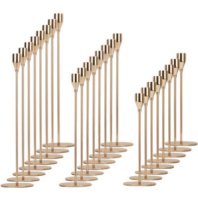 TEMU 24pcs/12pcs Metal Candle Holder Set, Metal Tabletop Candles For Column And Cone Candles, Elegant Centerpiece Decoration For Home, Wedding, Party, Anniversary Image