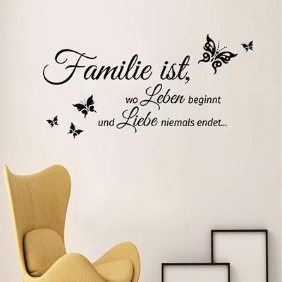 "TEMU Inspirational Quote Wall Decal - "familie Ist... Liebe Beginnt" - Removable Self-adhesive Pvc Mural With Elegant For Living Room, Entryway, Bedroom Decor, Decorations" Image