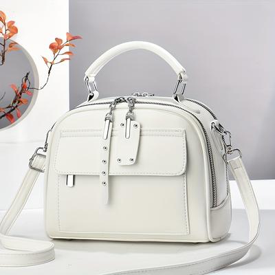 TEMU 2024 Trendy New Women's Shoulder Crossbody Tote Bag, Simple Shell Bag In Patent . Image
