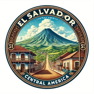 TEMU Vintage Salvador Central America Aluminum Wall Art - Retro Salvadoran With Volcano & Town Scene, Home, Garden, Bar, Office Decor, Garden Art | Scenic Decor | Illustration Image