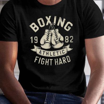 TEMU 2 Boxing Gloves Hanging Print Tee Shirt, Tees For Men, Casual Short Sleeve T-shirt For Summer Image