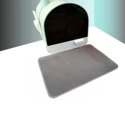 TEMU Textured Cat Litter Mat With Raised Edges - Non-slip, Easy Clean, Honeycomb Design For Indoor Cats, Gray, Pet | Wavy Pattern | Material Image