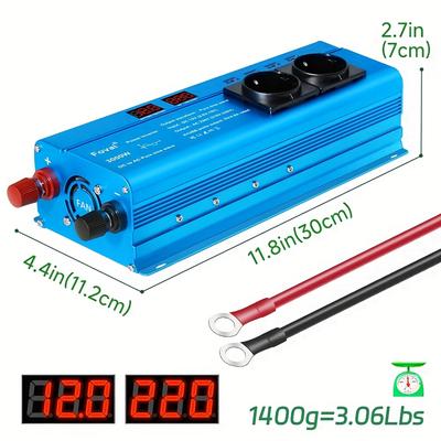TEMU Lvyuan Inverter Pure Sine Inverter 1500w/3500w/7000w 12v To Ac 230v/240v Converter, Dual Ac Outlets And Usb, Suitable For Rv Truck Image