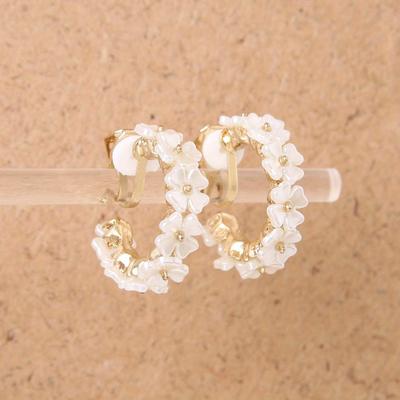TEMU A Pair Of Round Ear Clips For Women With Flowers Image